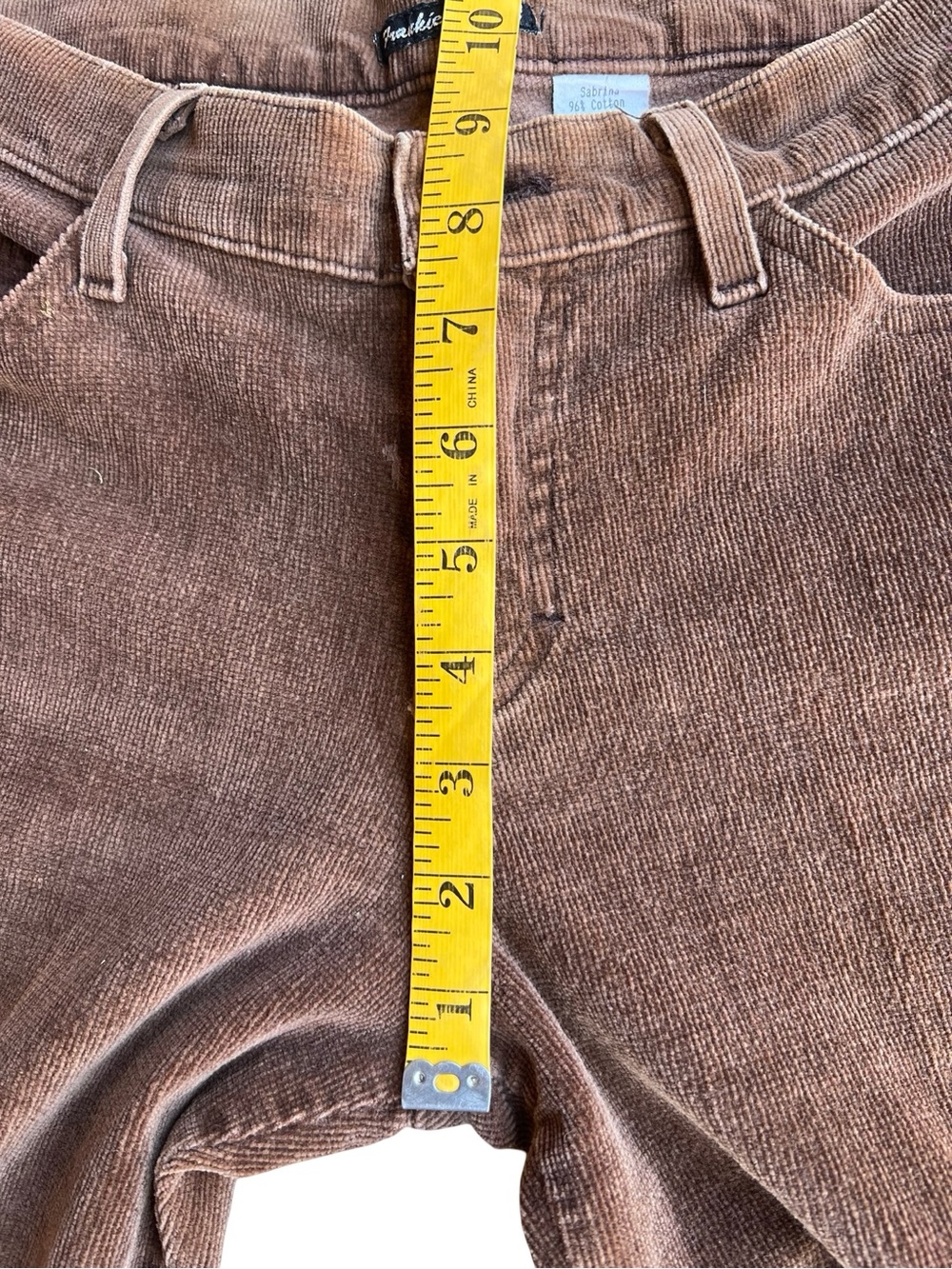 Rare FRANKIE B Y2K Flare Brown Velvet Pants Early-2000s USA-Made 9” Rise Stretch - Picture 8 of 10